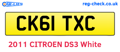 CK61TXC are the vehicle registration plates.