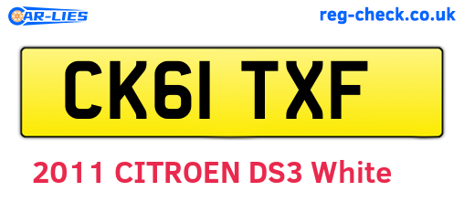 CK61TXF are the vehicle registration plates.