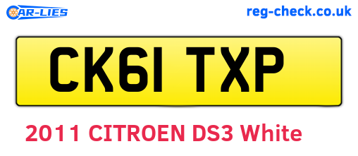 CK61TXP are the vehicle registration plates.