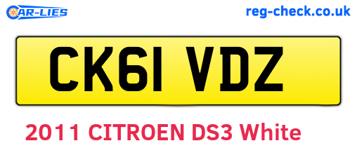 CK61VDZ are the vehicle registration plates.