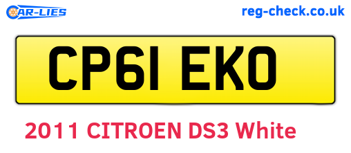 CP61EKO are the vehicle registration plates.