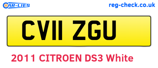CV11ZGU are the vehicle registration plates.