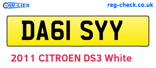 DA61SYY are the vehicle registration plates.