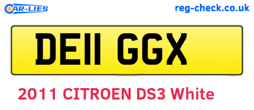DE11GGX are the vehicle registration plates.