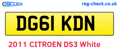 DG61KDN are the vehicle registration plates.