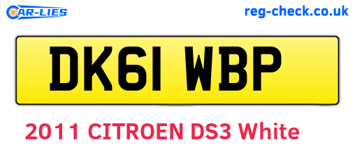 DK61WBP are the vehicle registration plates.