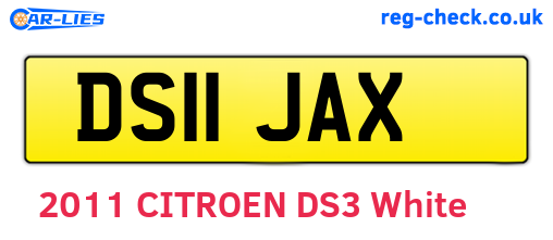 DS11JAX are the vehicle registration plates.