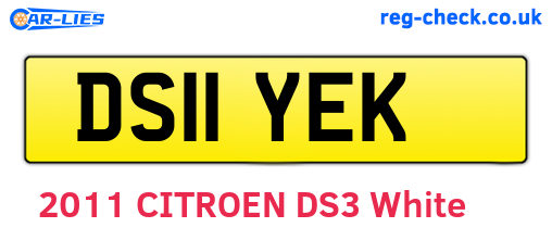 DS11YEK are the vehicle registration plates.