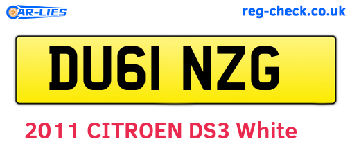DU61NZG are the vehicle registration plates.