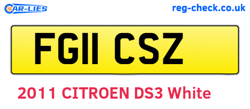 FG11CSZ are the vehicle registration plates.