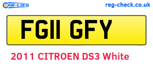 FG11GFY are the vehicle registration plates.