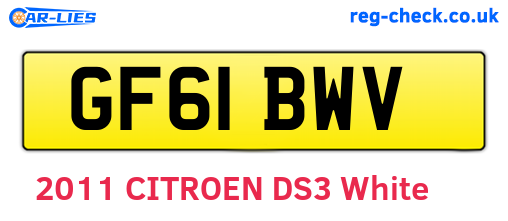 GF61BWV are the vehicle registration plates.
