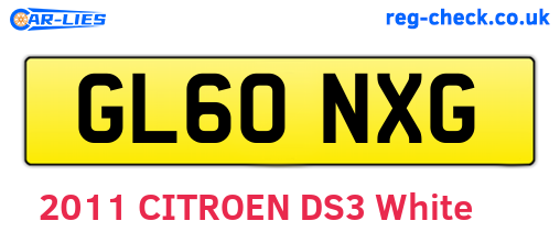 GL60NXG are the vehicle registration plates.