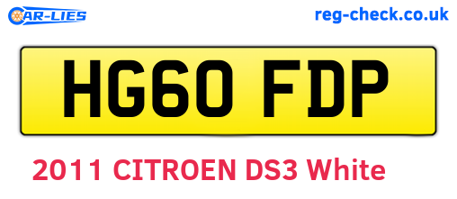 HG60FDP are the vehicle registration plates.