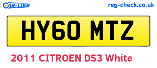 HY60MTZ are the vehicle registration plates.