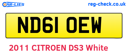 ND61OEW are the vehicle registration plates.