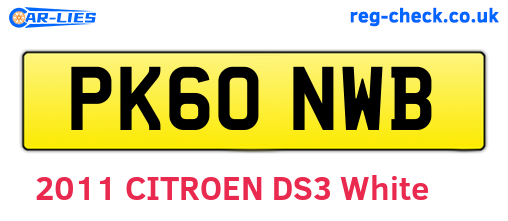 PK60NWB are the vehicle registration plates.