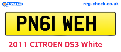 PN61WEH are the vehicle registration plates.
