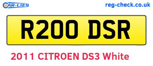 R200DSR are the vehicle registration plates.