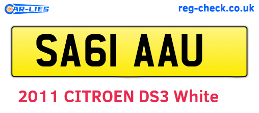 SA61AAU are the vehicle registration plates.