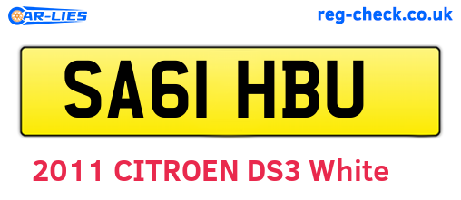 SA61HBU are the vehicle registration plates.