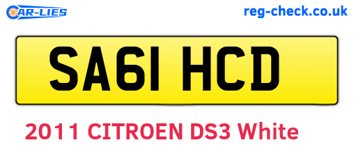 SA61HCD are the vehicle registration plates.