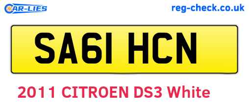 SA61HCN are the vehicle registration plates.