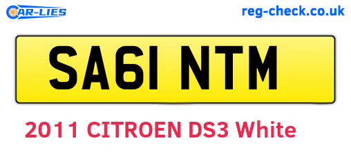 SA61NTM are the vehicle registration plates.