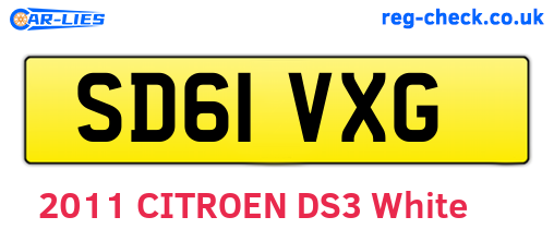 SD61VXG are the vehicle registration plates.