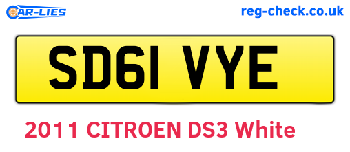 SD61VYE are the vehicle registration plates.
