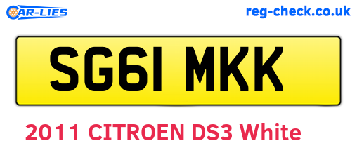 SG61MKK are the vehicle registration plates.