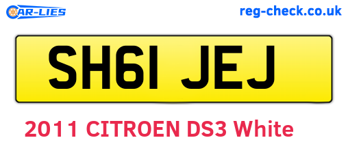 SH61JEJ are the vehicle registration plates.