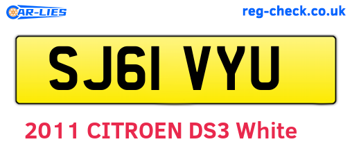 SJ61VYU are the vehicle registration plates.