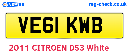VE61KWB are the vehicle registration plates.
