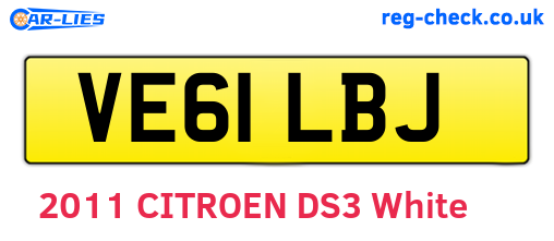 VE61LBJ are the vehicle registration plates.