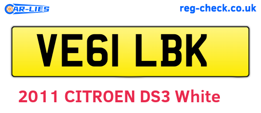 VE61LBK are the vehicle registration plates.