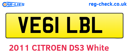 VE61LBL are the vehicle registration plates.