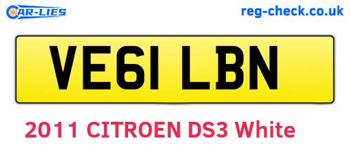 VE61LBN are the vehicle registration plates.