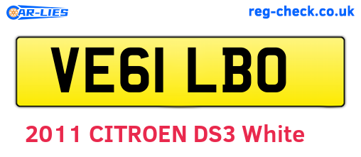 VE61LBO are the vehicle registration plates.