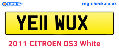YE11WUX are the vehicle registration plates.