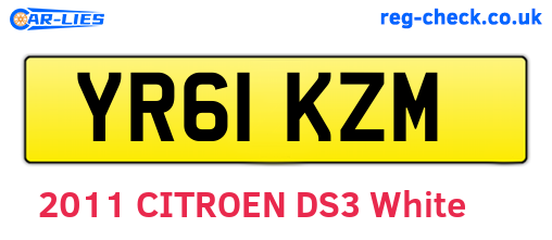 YR61KZM are the vehicle registration plates.