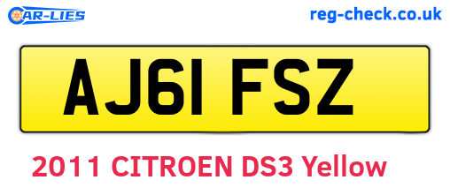 AJ61FSZ are the vehicle registration plates.
