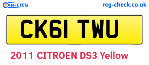 CK61TWU are the vehicle registration plates.