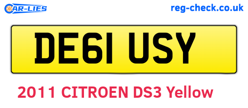 DE61USY are the vehicle registration plates.