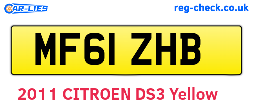 MF61ZHB are the vehicle registration plates.