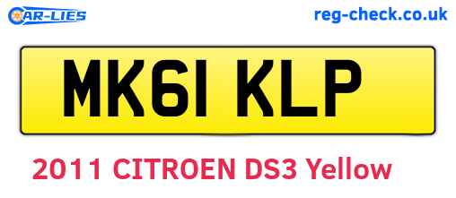 MK61KLP are the vehicle registration plates.