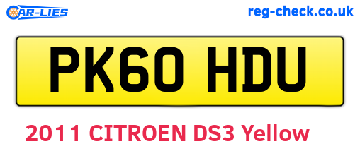PK60HDU are the vehicle registration plates.