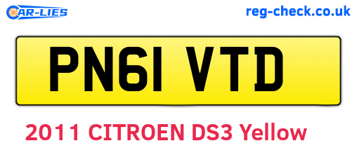 PN61VTD are the vehicle registration plates.