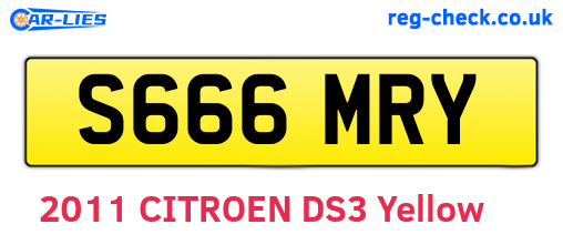 S666MRY are the vehicle registration plates.