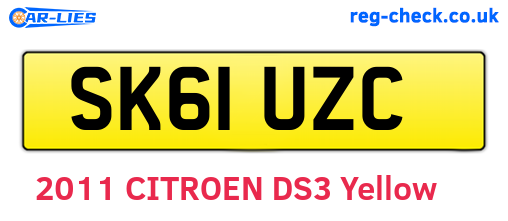 SK61UZC are the vehicle registration plates.